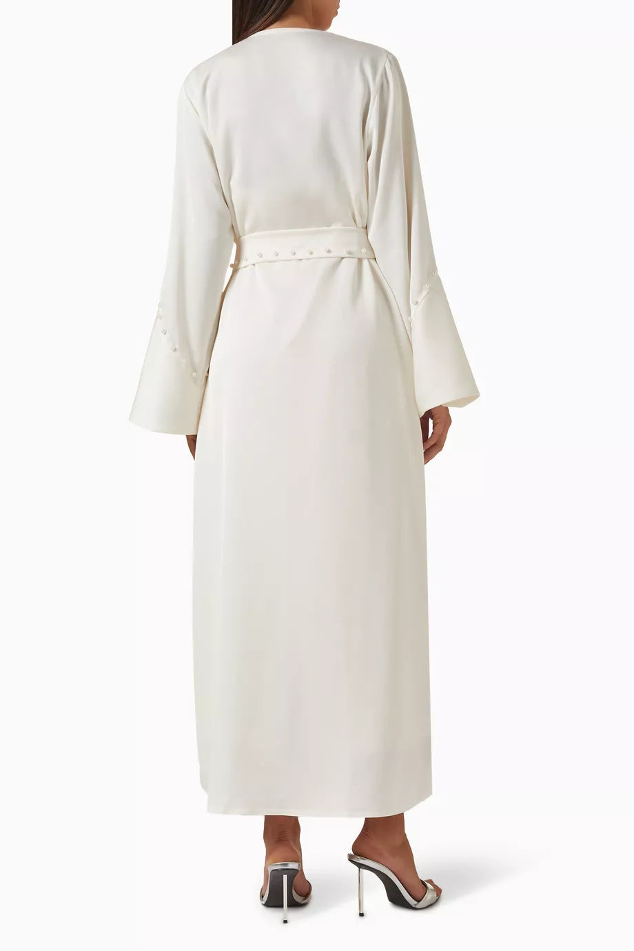 Pearl-detail Belted Abaya
